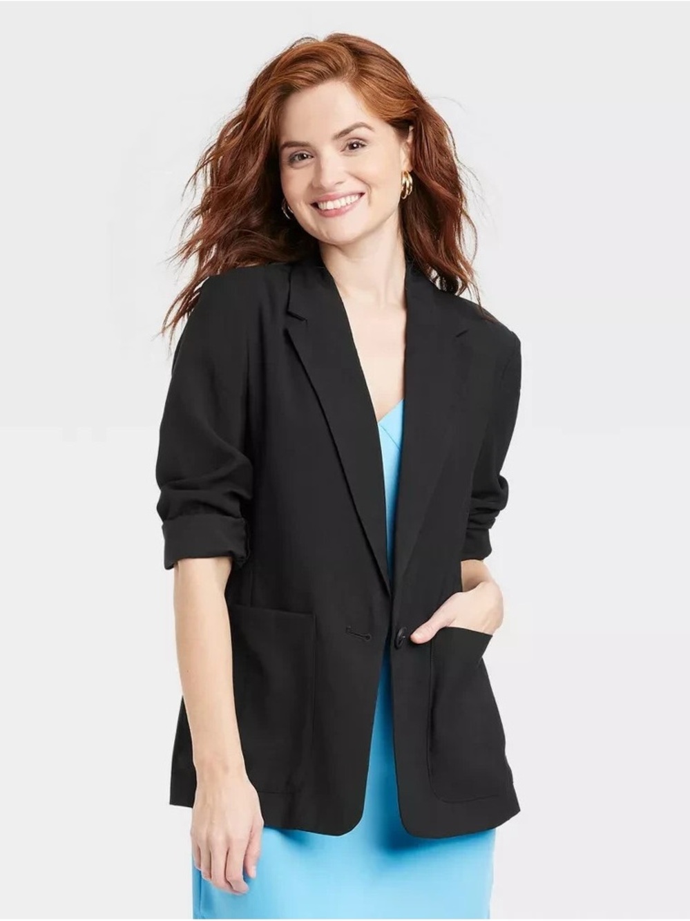 A New Day Black Relaxed Fit Essential Blazer Size M